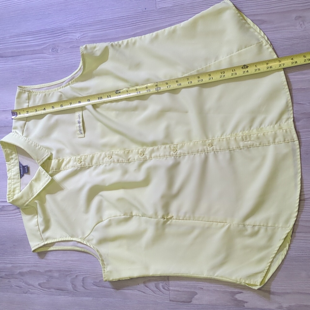 Eddie Bauer Sleeveless Shirt XL Lemon Wash Fishing Hiking Lightweight - Picture 10 of 15